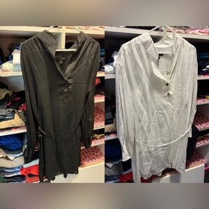 Set of 2 Banana Republic shirt dress white womens cuff long button sleeve L